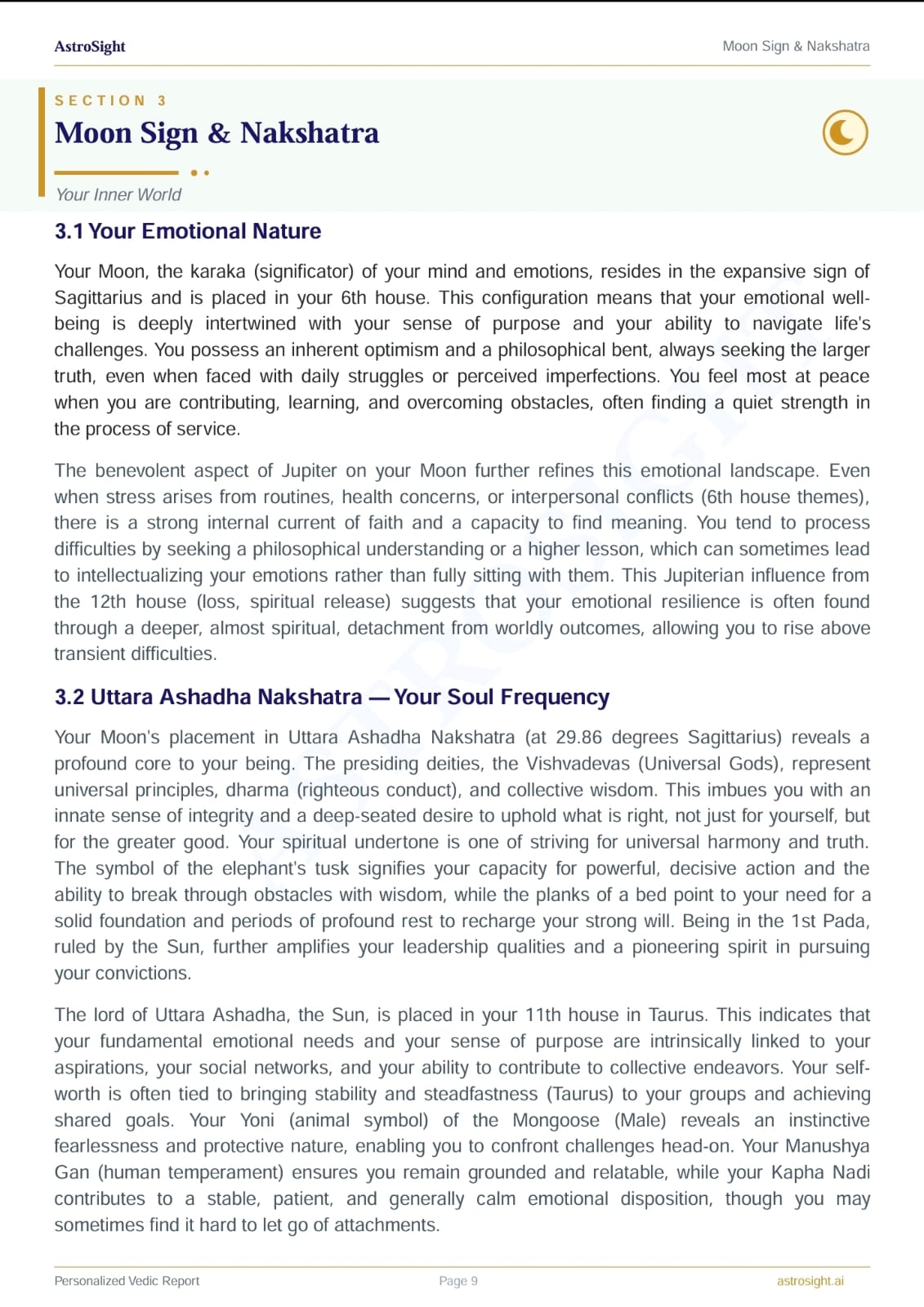 Moon Sign & Nakshatra — Your emotional nature and inner world